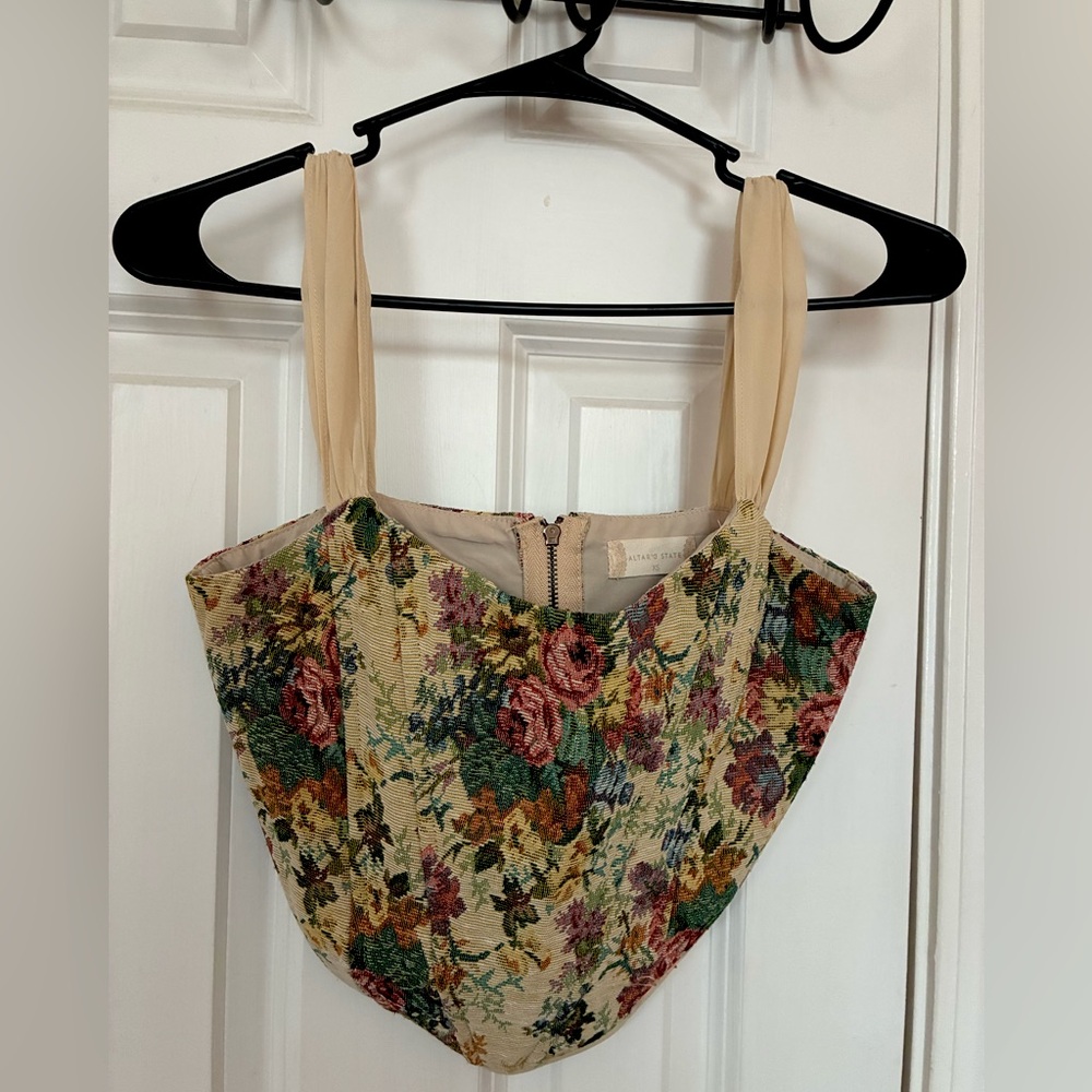 Altar’d State Floral Tapestry Corset Bustier Inspired Top size XS